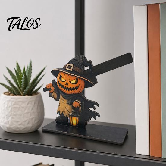 Theme Party Accents Halloween Table Sign, Spooky Ghost Grim Reaper Black Cat Pumpkin Scarecrow Decorative Holiday Signs Wooden Tabletop Centerpiece