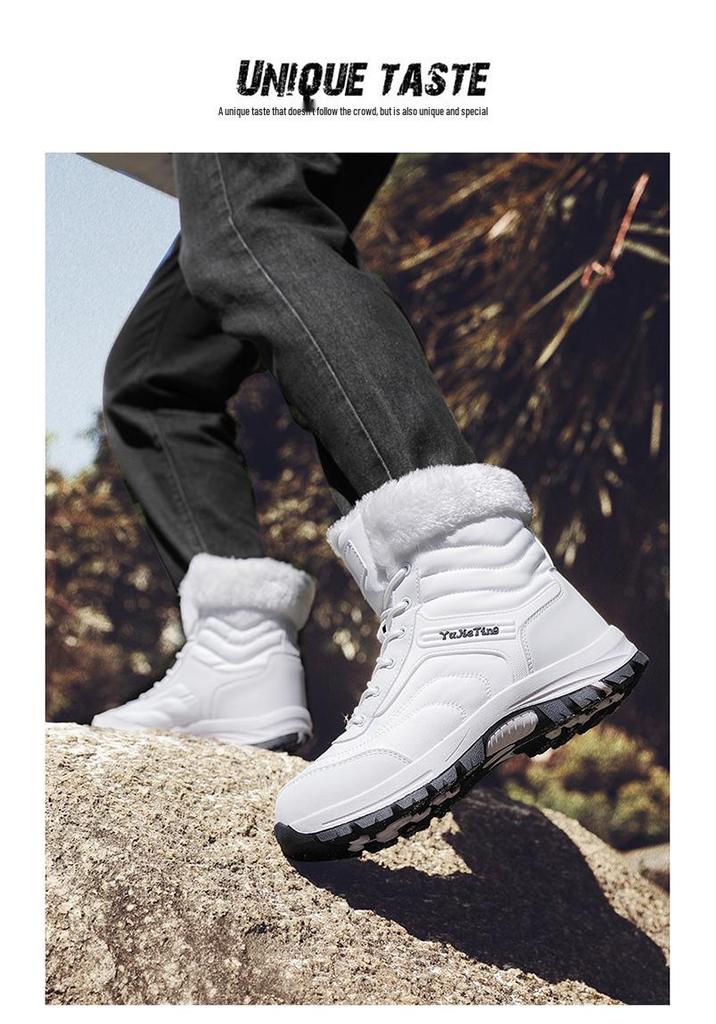 2026 Waterproof Snow Boots for Men and Women, Large Size, Warm Velvet Cotton Winter Shoes, Outdoor Footwear