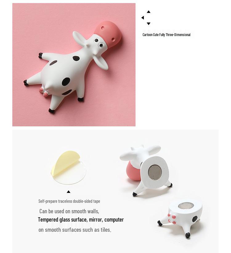 Cute 3D Cartoon Cow Fridge Magnet - Creative Magnetic Sticker Gift