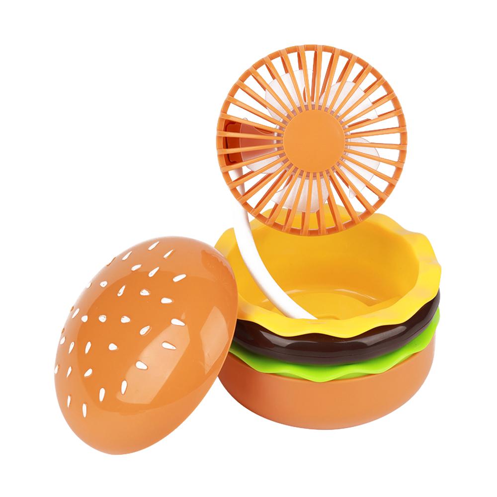 

Милый гамбургер, маленький вентилятор с зеркалом для макияжа, зарядка через USB, вращающийся вентилятор для стола, регулируемая рука