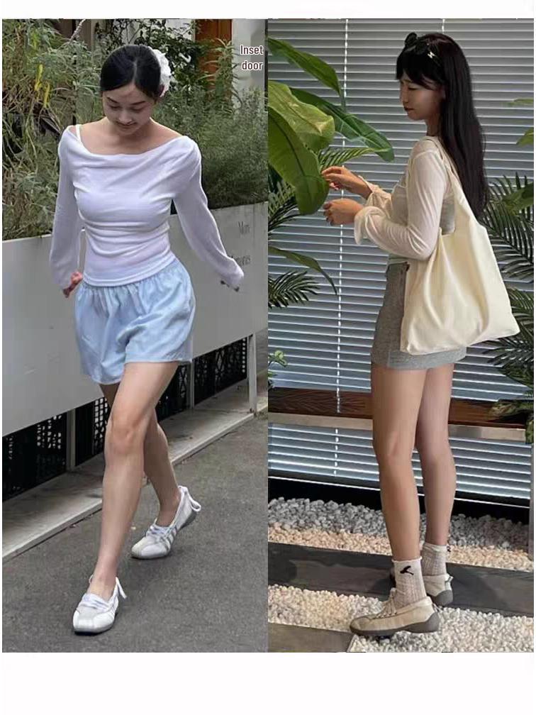 In-Stock Women's German Training Shoes: 2025 Autumn Korean Square Toe, Cross Strap Ballet Sneakers