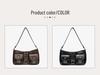 Retro Brown Studded Punk Shoulder Bag: Double Pocket Baguette for the Bold and Stylish