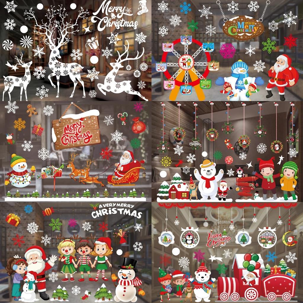 Christmas Window Sticker Merry Christmas Decorations For Home 2025 Cristmas Ornament Xmas Navidad New Year 2025 Natal Gifts