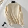 2024 Autumn-Winter Women's Solid Color Knit Cardigan: European & American Style, Loose Single-Breasted Long Sleeve Sweater Coat.