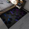 Modern Black Carpet with Blue and Purple Hexagonal Pattern Design Suitable for use as an anti-slip for living room bedroom sofas
