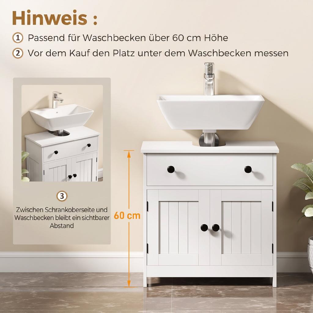 Washbasin Cabinet Modern And Freestanding With Soft Close Hangers Drawer And 2 Doors White