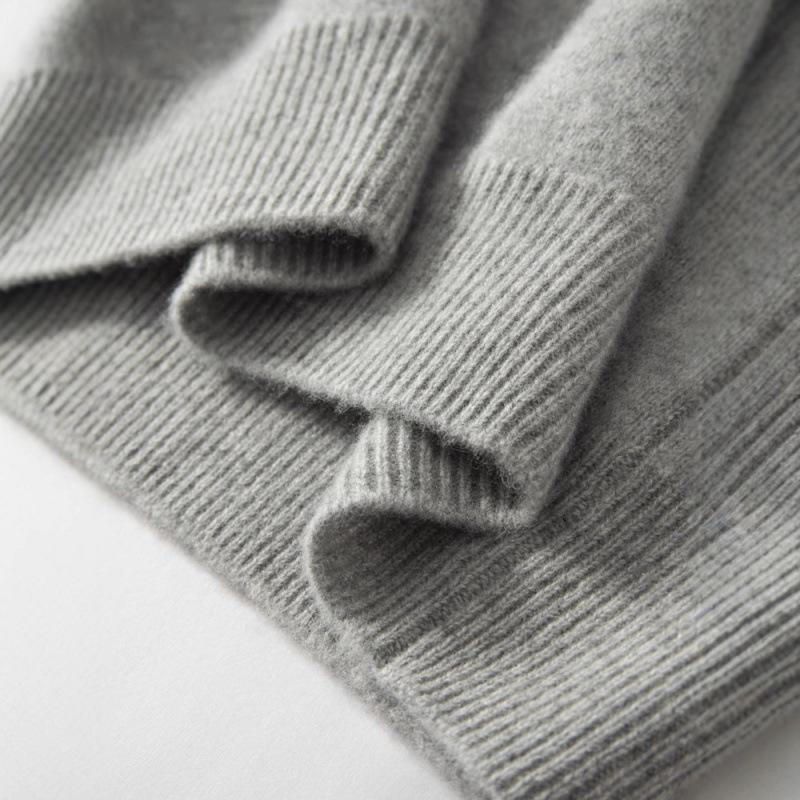 New double-strand thickened round neck cashmere sweater solid color inner sweater bottoming knitted sweater men