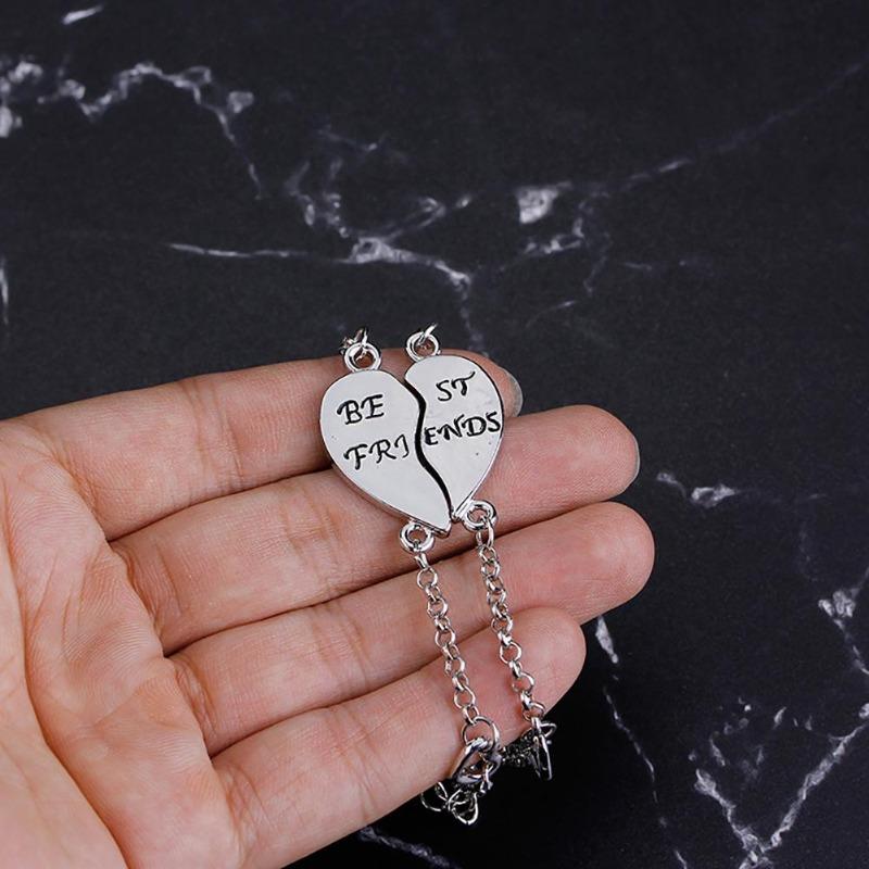 2 pezzi di braccialetti con motivo congiunto a forma di cuore per i migliori amici, regalo di gioielli per amicizia