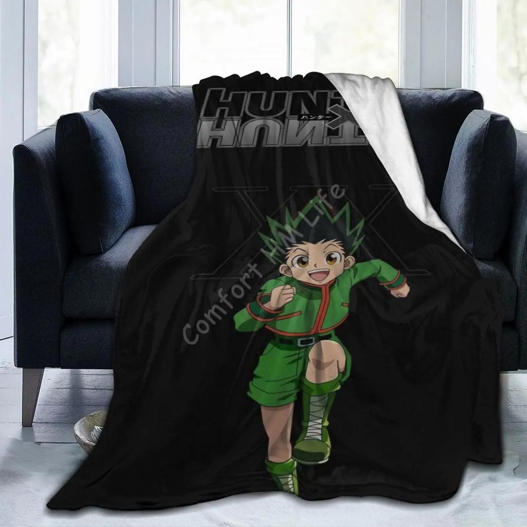 Hunter X Hunter 3D Print Fluffy Blanket Classic Japanese Anime Custom Blanket Soft Warm Lightweight Teens Kids Throw Blanket