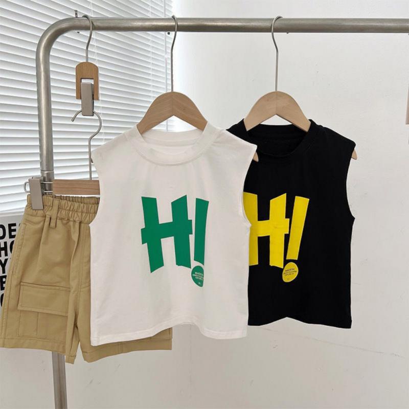 2-7 Years Kids Simple Letter Vest Sleeveless Top