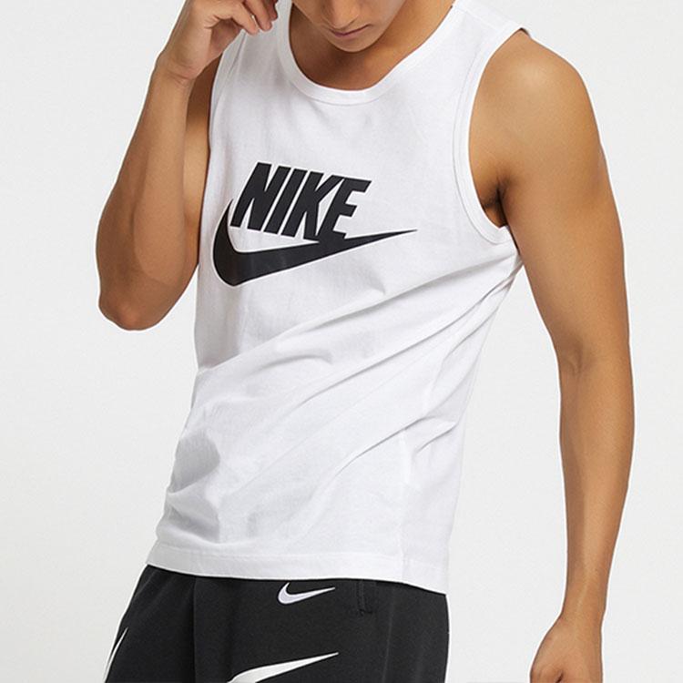 Nike NSW Tank Icon Futura Casual Sport Logo Print Breathable Hurdler Vest Men Tops White AR4992-101