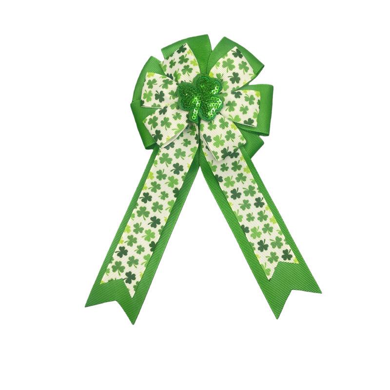 St. Patrick s Day Shamrock Hair Clip for Kids - Lucky Cross-border Style зелёный