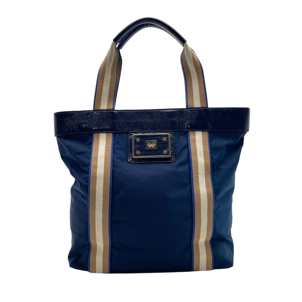 Used  Tote BagTote Bag Navy/beige Nylon/Patent Leather Women