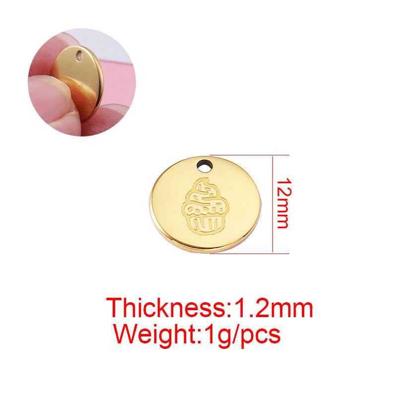 Mirror-Finish Titanium-Steel 18K Gold-Plated Ice Cream Pendant DIY Kit