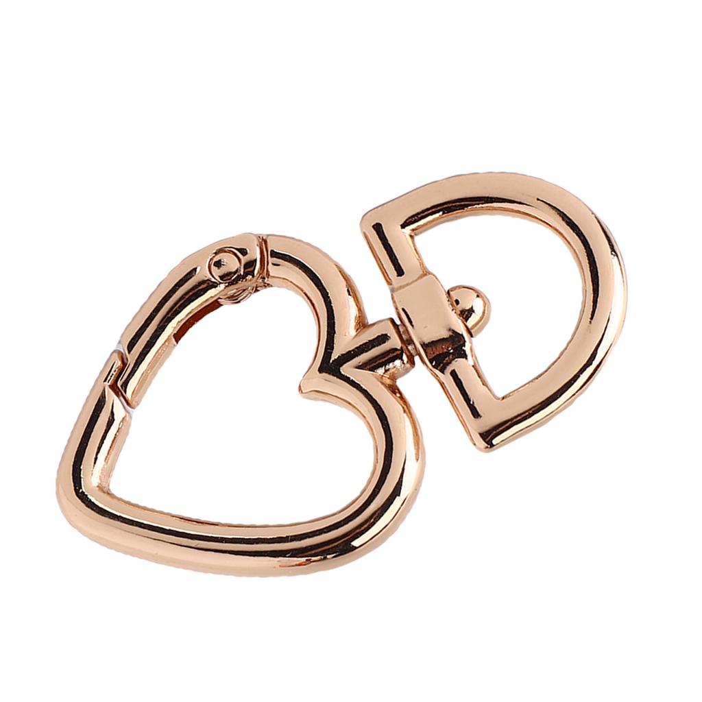 12PCS Heart Shape Swivel Buckles Zinc Alloy 360° Rotation Multifunctional Trigger Spring Keyring Buckle for Handbag Gold