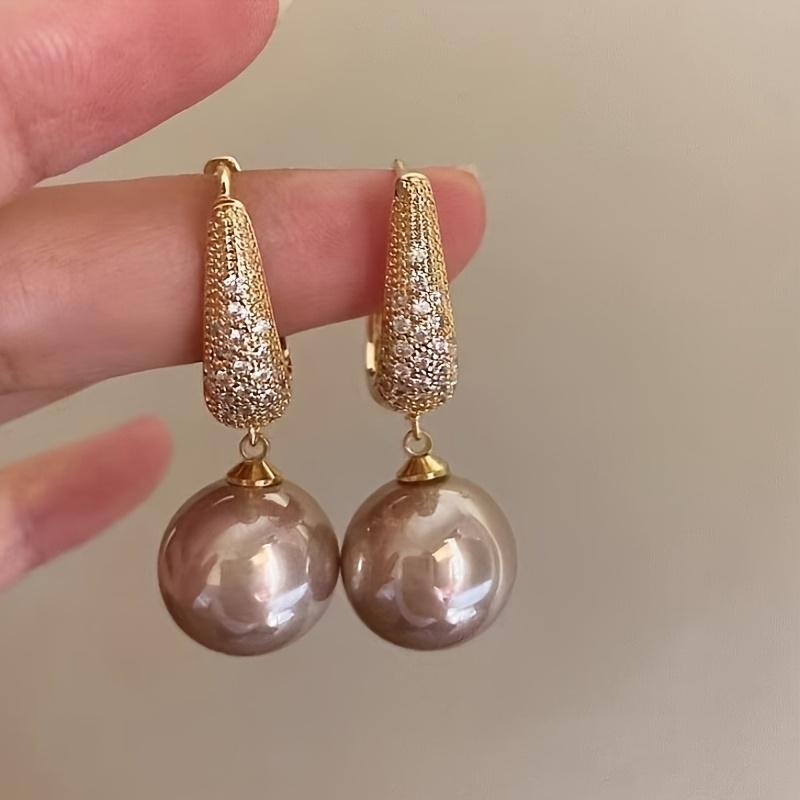 Fashion Sparkling Inlaid Zirconia Imitation Pearl Pendant Earrings Ladies Exquisite Luxury Wedding Banquet Zircon Gifts