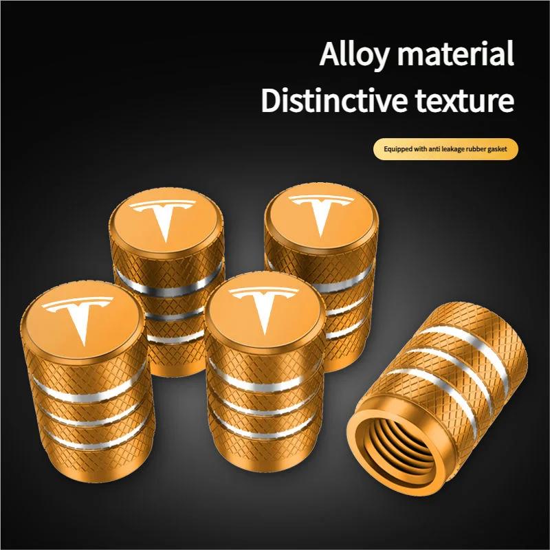 4Pcs Metal Tire Valve Stem Dust Caps for Tesla Model 3/Y/S/X Cybertruck, Car Wheel Accessories, Durable Anti-Lost