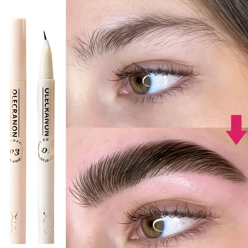 Lápiz Eyeliner Curvo 2 en 1 y Lápiz de Cejas Impermeable, a Prueba de Manchas, Larga Duración Acabado Mate Punta Ultrafina para Eyeliner Alado Preciso y Cejas Naturales