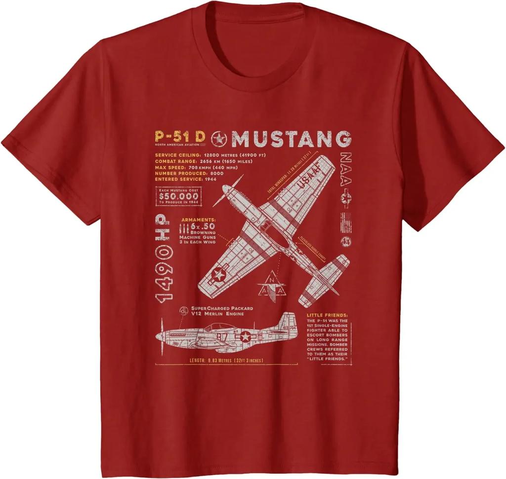P-51 Mustang | North American Aviation Vintage Jaktplan Herr T-shirt Kort Casual 100% Bomullsskjortor