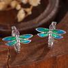 Dragonfly Shaped Women Hoop Earrings Silver Color Party Daily Trendy Accessories Inlaid Shiny CZ Animal Versatile Jewelry