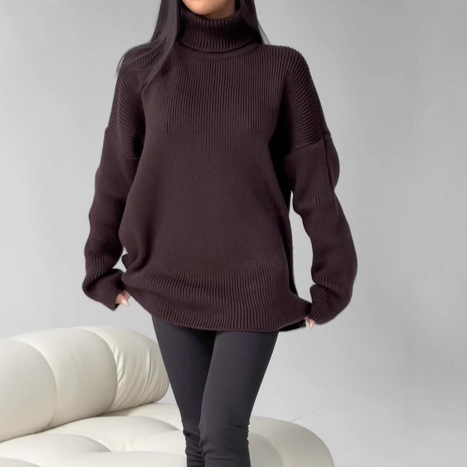 2025 Autumn Women's Casual Half-High Collar Loose Sweater