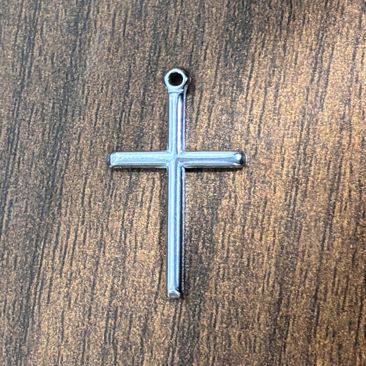 18K Gold Stainless Steel Unisex Cross Necklace - Simple Round Colorfast Pendant