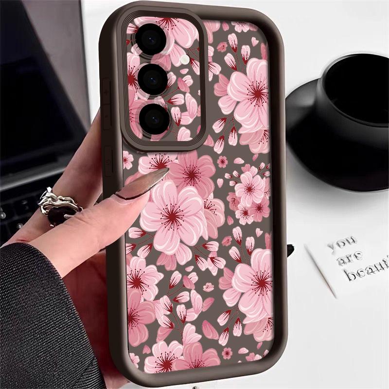 Pink Flower Soft TPU Case For Samsung Galaxy S26 S25 S24 S23 S22 Ultra S23 S25 FE A57 A17 A56 A55 A15 A16 A36 A37 5G Back Cover