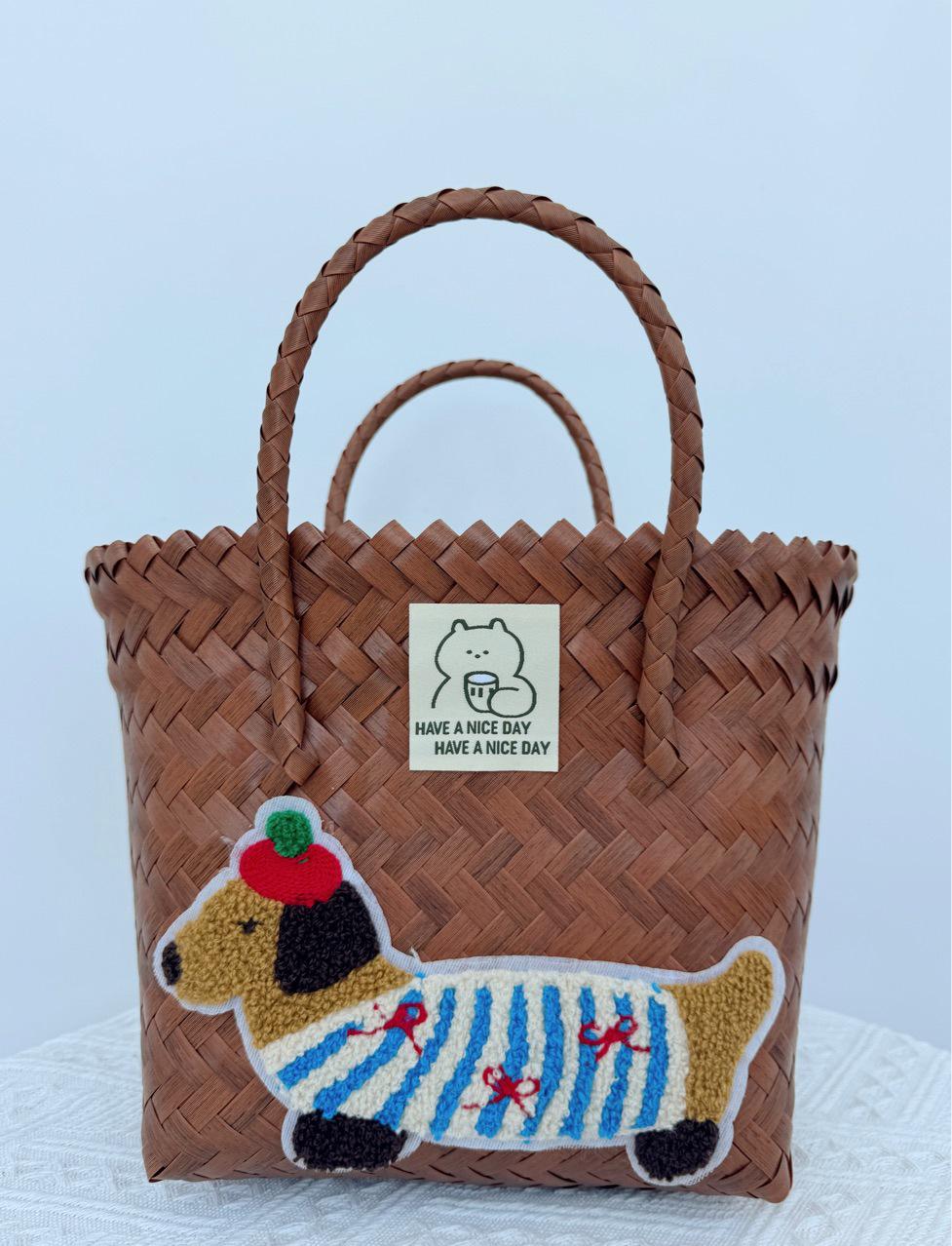 Плетеная корзина для хранения таксы - Плетеная соломенная сумка для праздника и овощей