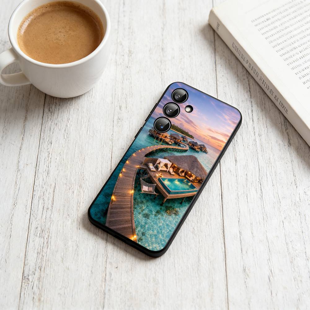 

Summer by the sea Phone Case For Samsung Galaxy A73,A72,A71,A70,A53,A52,A51,Soft Silicone Black Cover Samsung a21