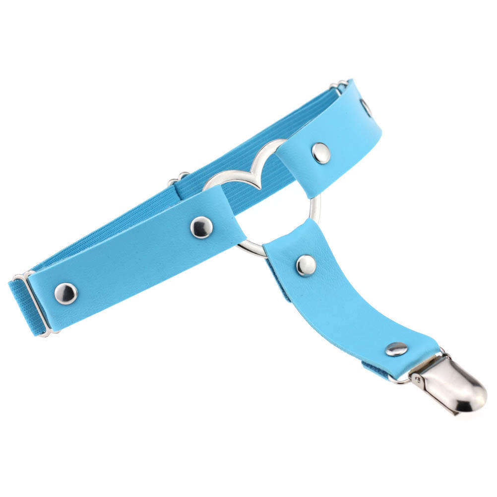 1PC Women Sexy Punk Goth Heart PU Leather Elastic Garter Leg Thigh Ring Clothing Accessory Leg Suspender Sexy Stockings Garters