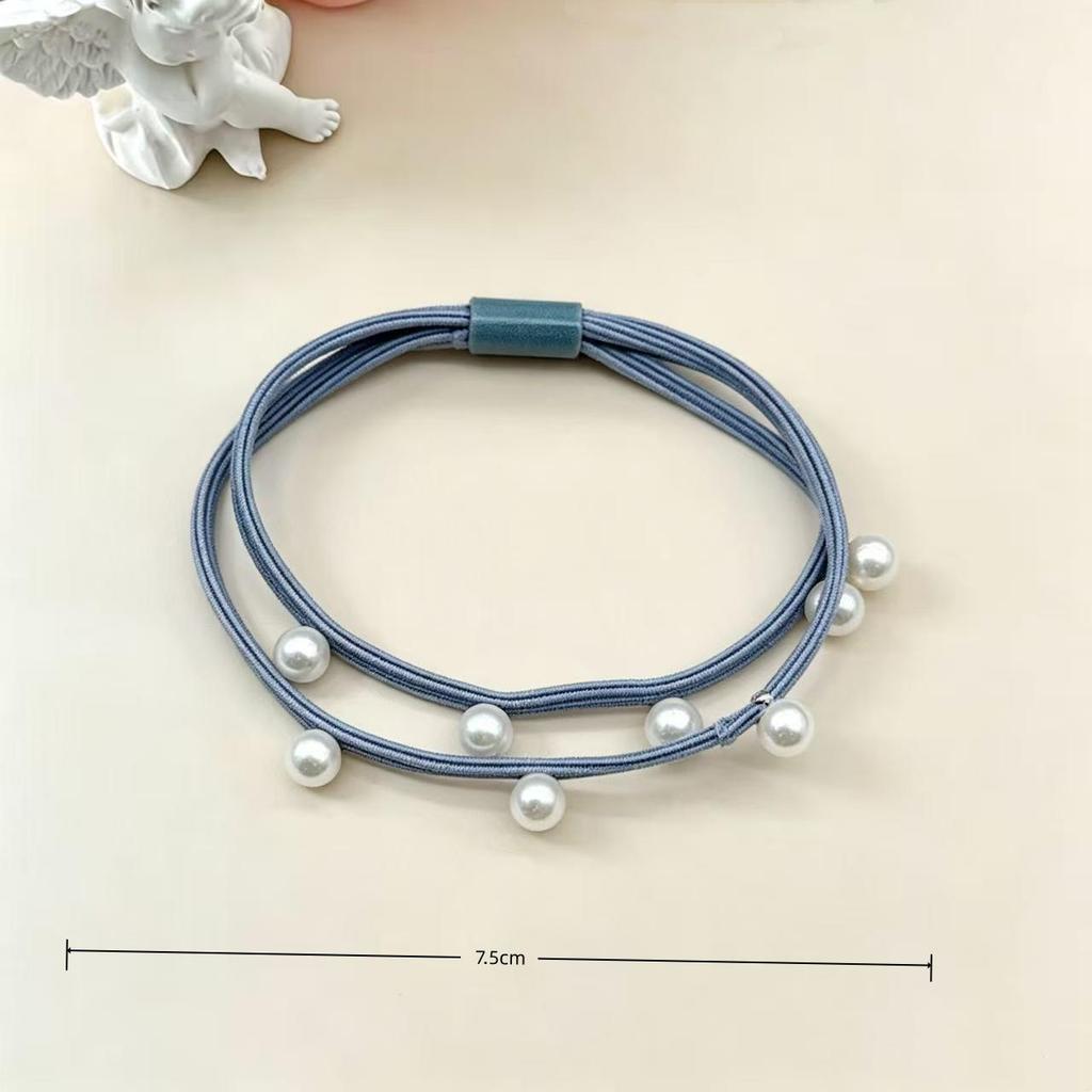 Elegant Pearl Hair Tie - Versatile Solid Color Elastic Band for Women
