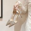 Fashion Woman Pumps Pointed Toe Rhinestone Clear Silver Shoes for Women Genuine Mark With Discount Non Slip On Promotion Popular Fashion
