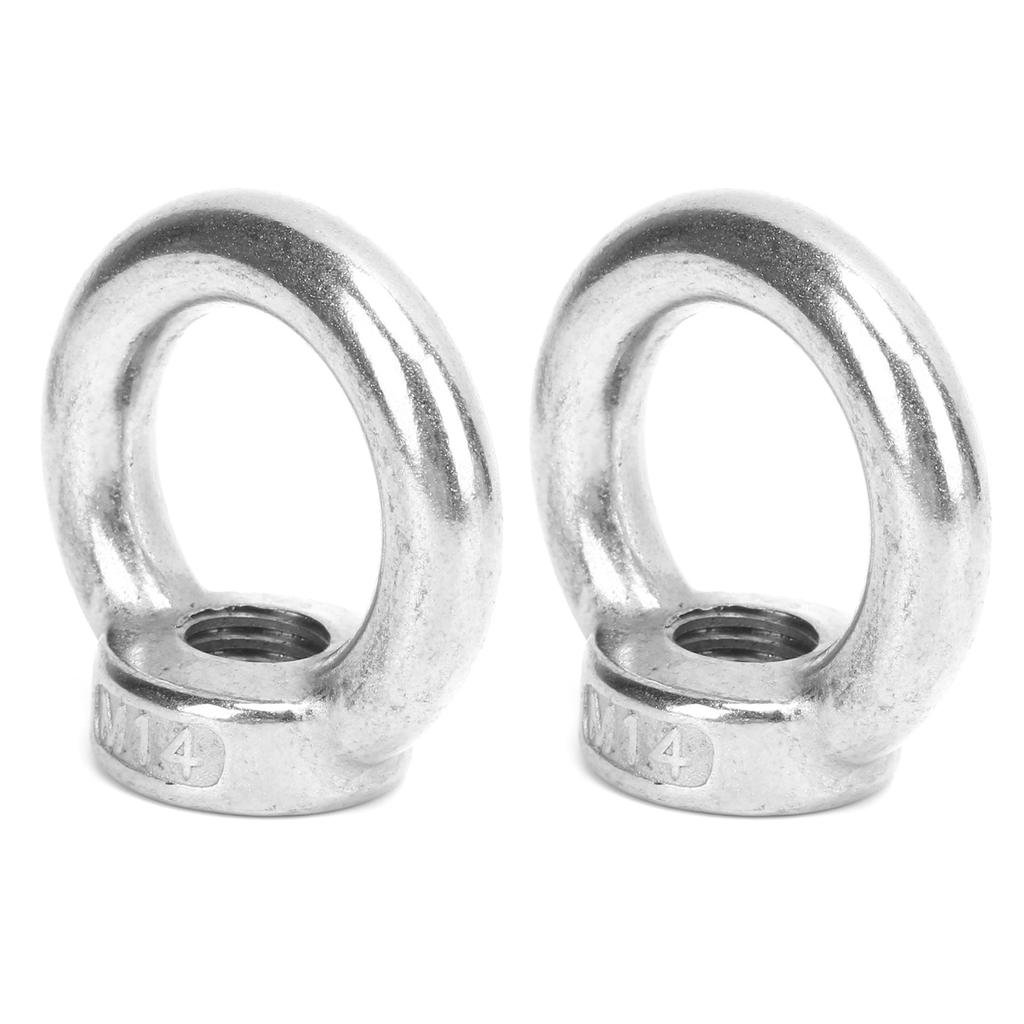 2pcs Lifting Eye Nuts Stainless Steel Outdoor Water Tools for Ocean Industry Yachts SpeedboatsM14