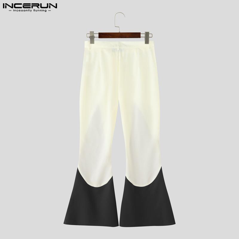 INCERUN Two Pieces Men Sleeveless Waistcoats Long Stitching Flare Pants Sets