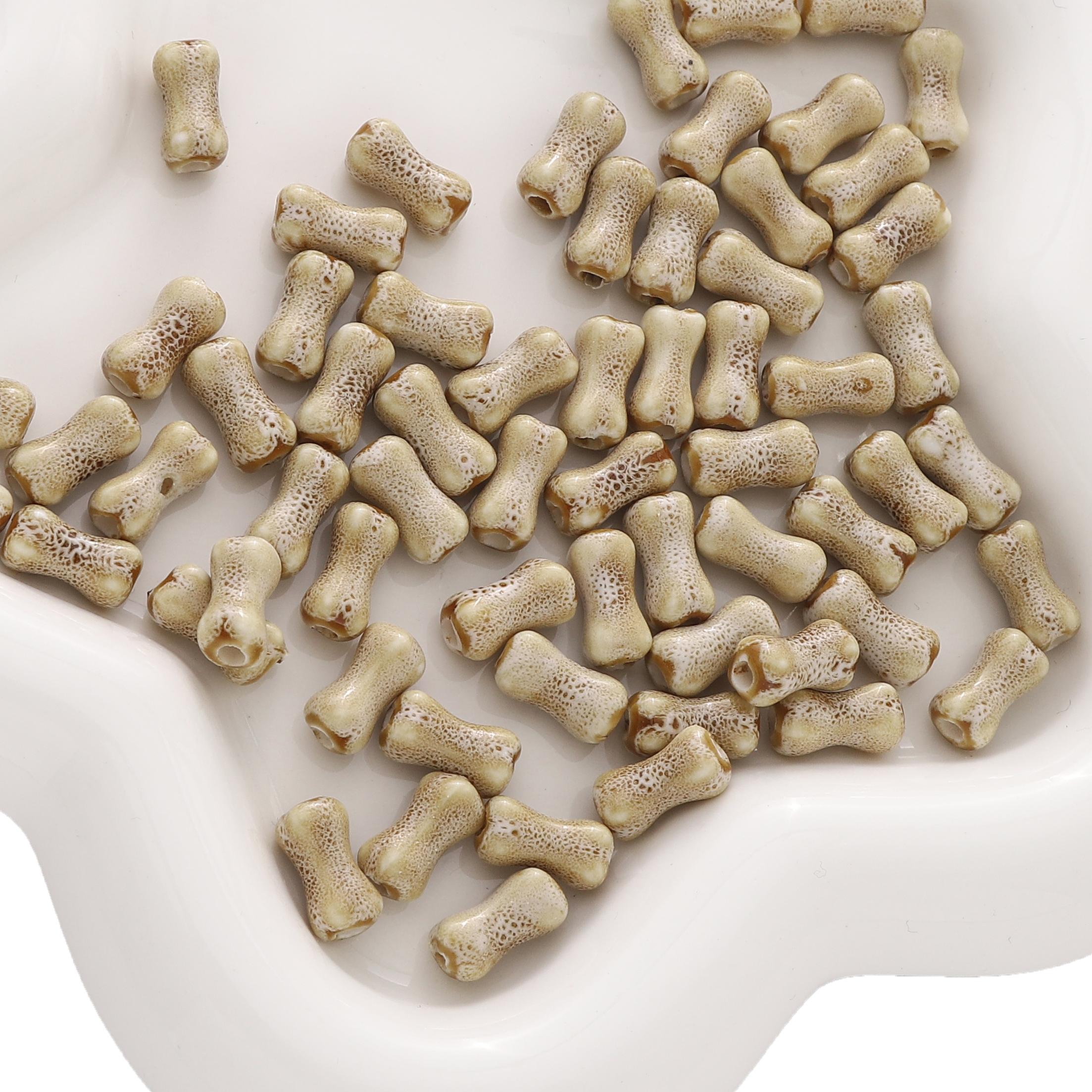 

2-10 шт. Керамические бусины ручной росписи костяной интервал разбросанные бусины для самостоятельного изготовления браслетов ожерелий ювелирных изделий 2pcs хаки