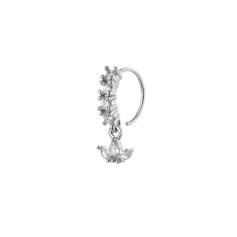 Cross & Butterfly Zirconia Nose Ring Stud Set, Adjustable Piercing Jewelry