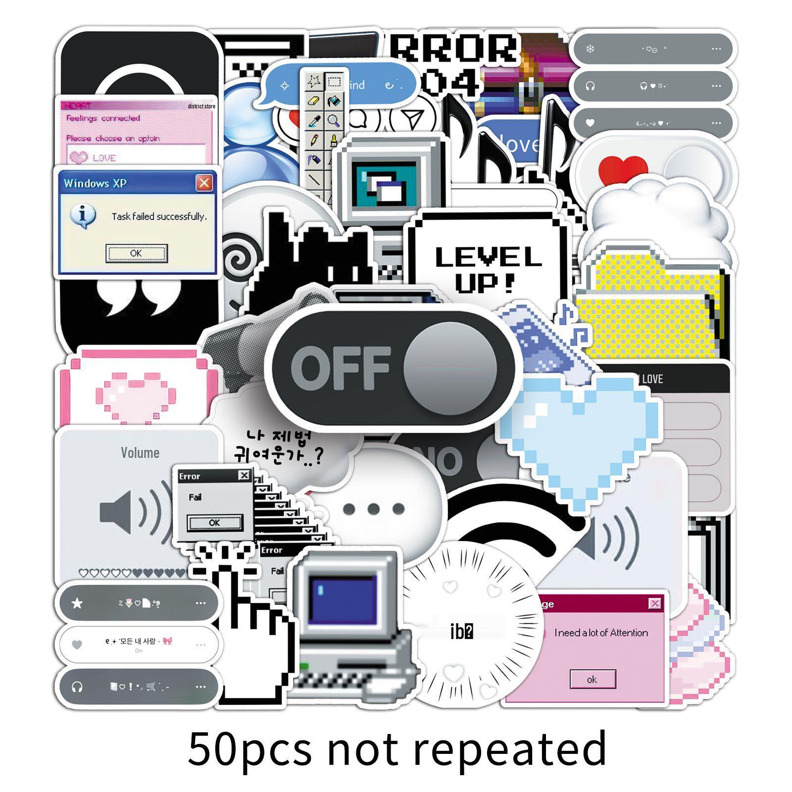 50pcs Waterproof Creative Emoji Stickers for Laptop, Suitcase & Phone