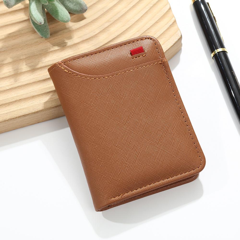 Men’s Slim Bifold Wallet, Compact PU Leather Card Holder with Multiple Card Slots, Cash Pocket, ID Window, Minimalist Small Wallet for Everyday Carry