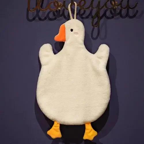 

Cute Goose Kids Absorbent Hand Towels Coral Velvet Hanging Kitchen Bathroom Household Towels