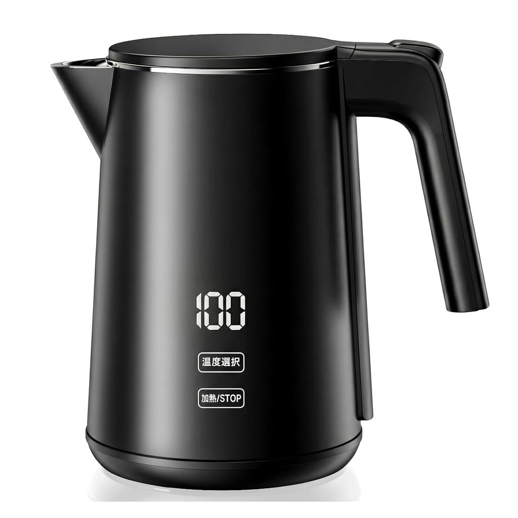 SSYFEI Electric Kettle 1.0L1000W Rapid BoilingDigital Display7-Stage Temperature Control 4-Hour Keep Warm Double Structure Safety Memory Function Dry