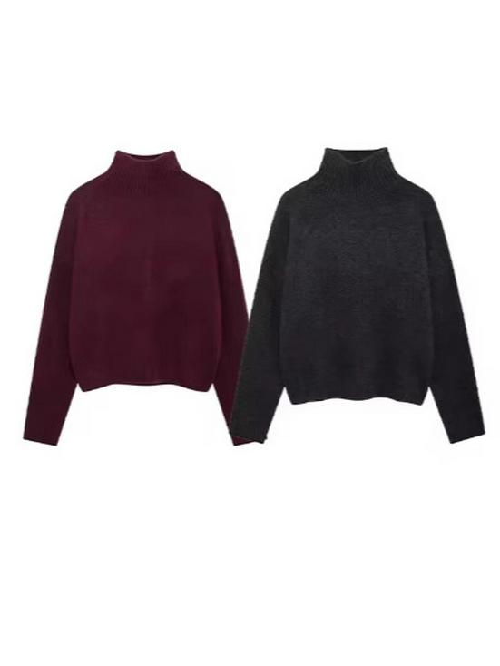 Autumn Women's European & American High Neck Long Sleeve Knitwear