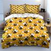 Cute Cartoon Bees with Flowers Bedding Duvet Cover Set  (1*Duvet Cover 2*Pillowcases, without duvet insert)