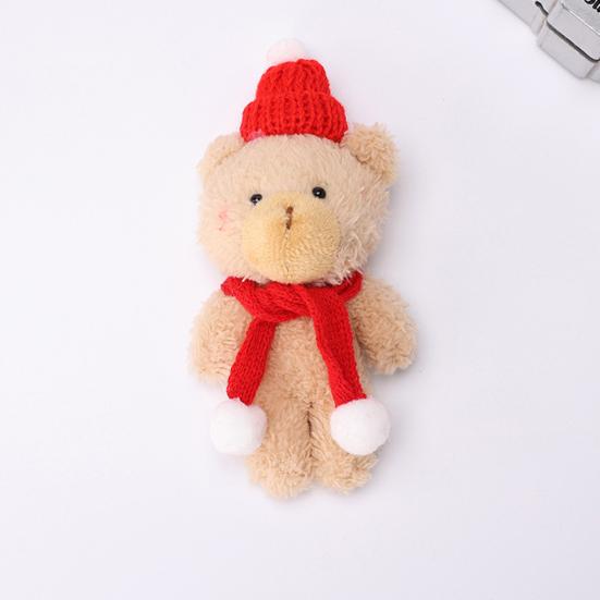 Plyšový medvídek Vánoční dekorace Malý plyšový medvídek s pletenou čepicí a šálou Roztomilá zvířátka Stolní ozdoba pro vánoční párty výslužky