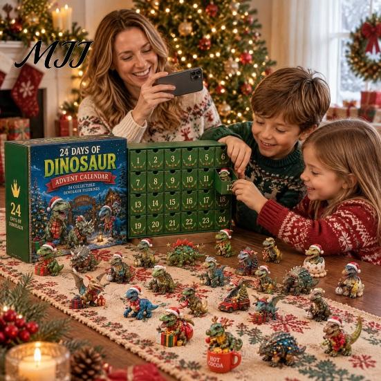 Unique Holiday Gift for Toddlers Dinosaur Advent Calendar, 24Pcs Acrylic Ornament Set with Cute Fun Surprise Toys Boys Girls Dino Figures, Christmas