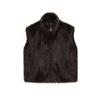 Womens Faux Fur Vest Street Style Sleeveless Stand Collar Outerwear Brown XS-L