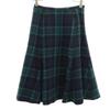 YORKLAND tillverkad i Japan rutig Midi-längd utsvängd kjol 7AR grön Dam Begagnad