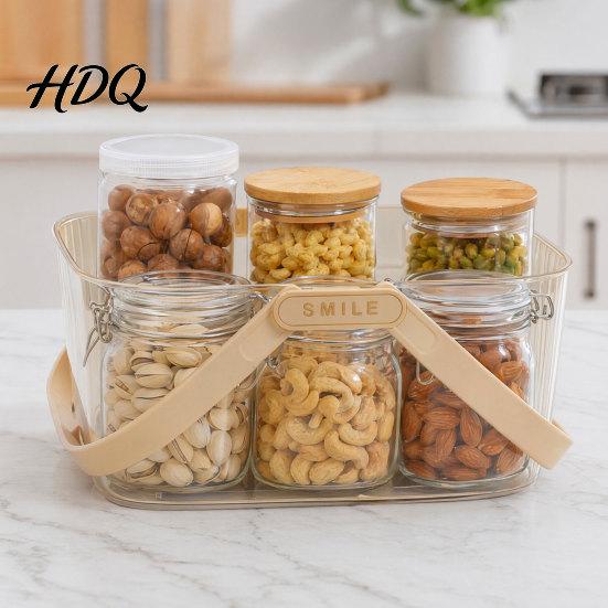 Fruit And Vegetable Organizer Transparent Picnic Basket with Handle Large Capacity Organizer