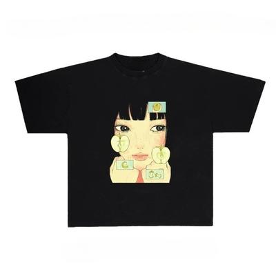 Cute Y2k Girl Graphic Print Autumn Pure Cotton Men's and Women's T-shirt Short Sleeve Street Fashion Trend Clothing  Kawaii
