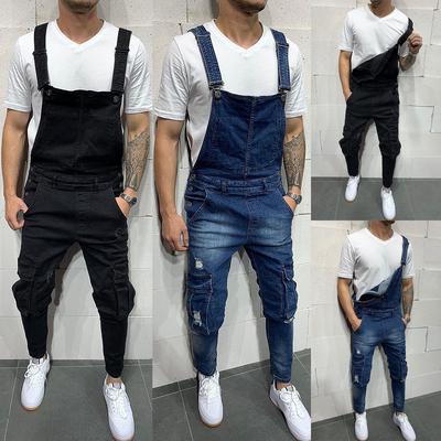 【2019 New】 Mens Jumpsuit Jeans,Male Casual Pocket Trousers Denim Bib Overalls Slim Fit Suspender Pants