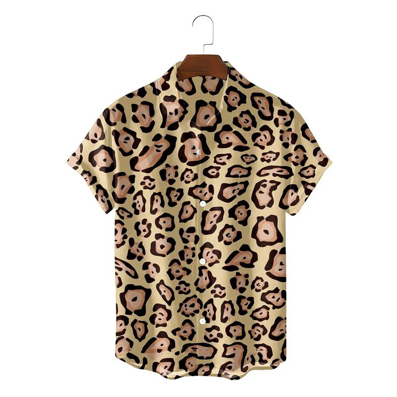 Summer Fashion Shirts For Men Streetwear Leopard Print Shirt Summer Harajuku Womens Clothes Blouse Camisa Masculino